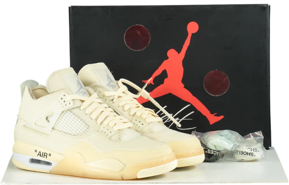 Air Jordan CV9388 Off-White Sail/Muslin 4 Retro SP Trainers UK 8 