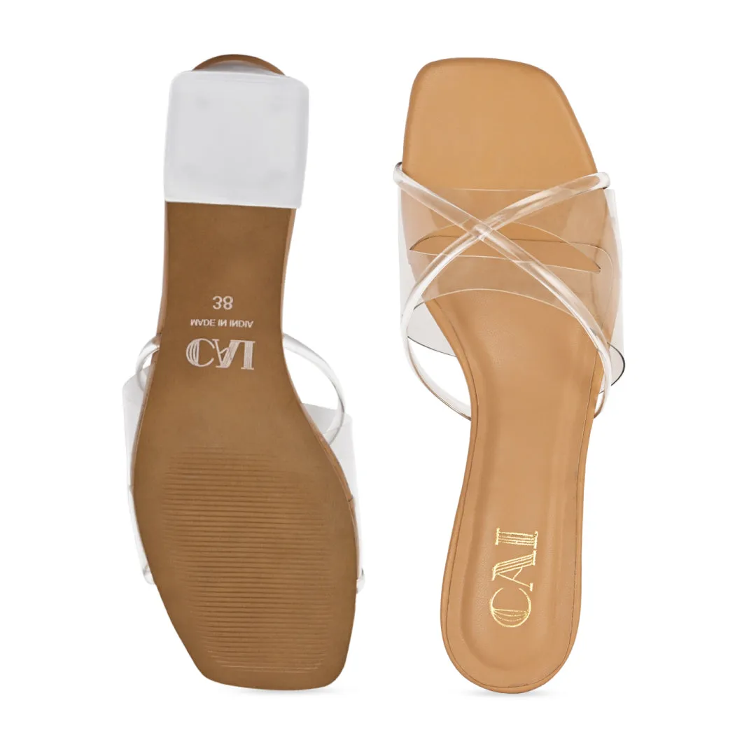 Criss Cross Clear Strap Heels