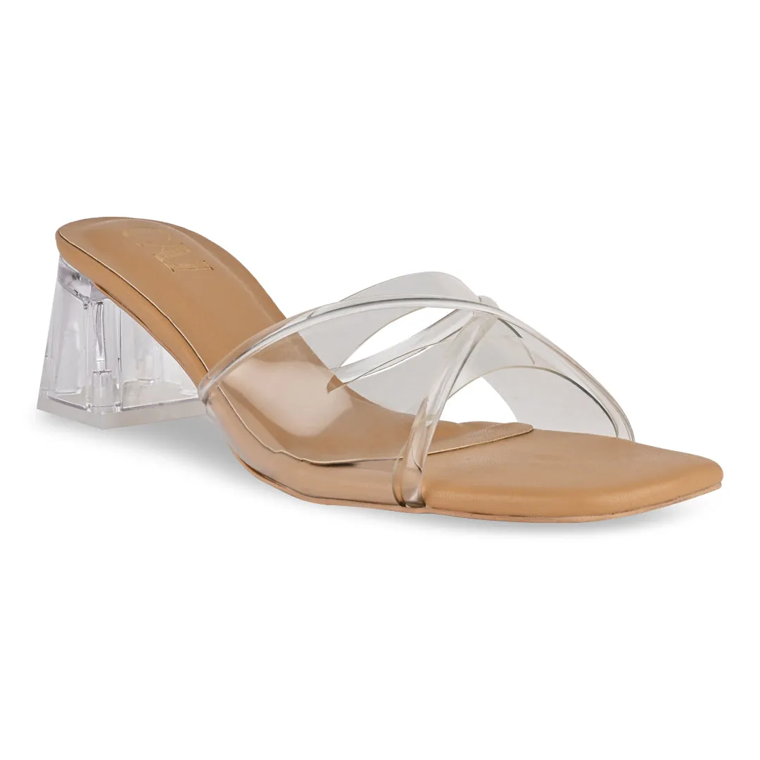 Criss Cross Clear Strap Heels