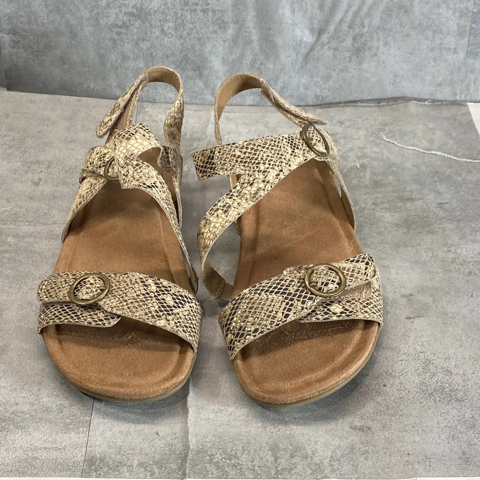 EARTH ORIGINS Women's Taupe Multi Snake Embossed Beck Casual Sandals SZ 11