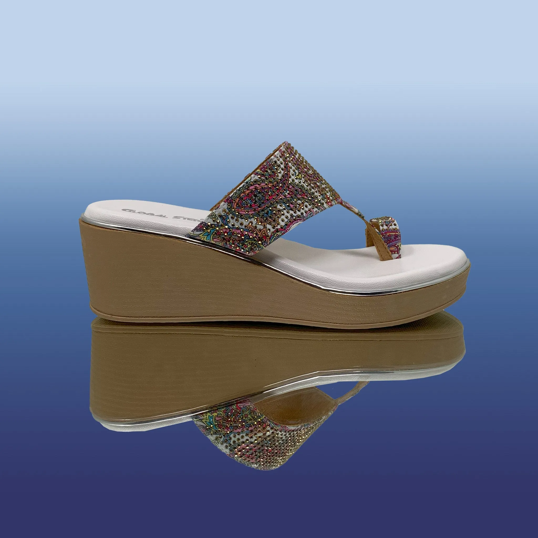 Embroidered Wedge Sandals
