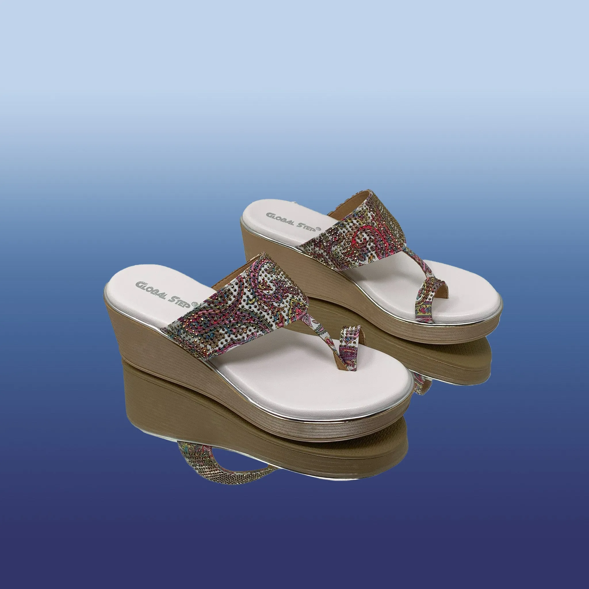 Embroidered Wedge Sandals