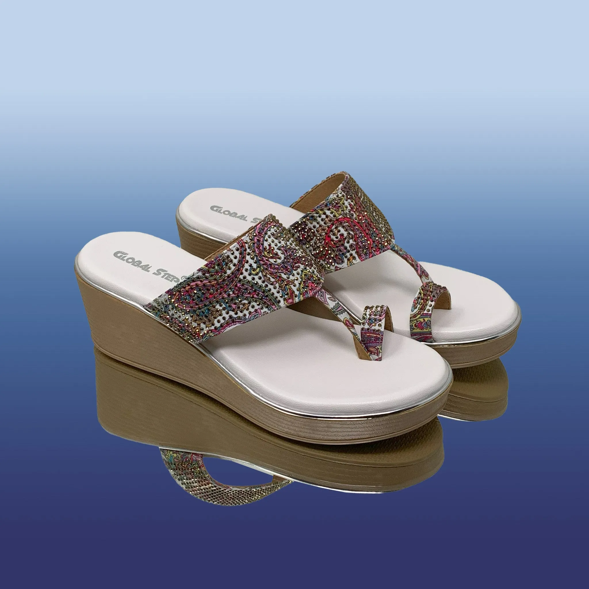 Embroidered Wedge Sandals