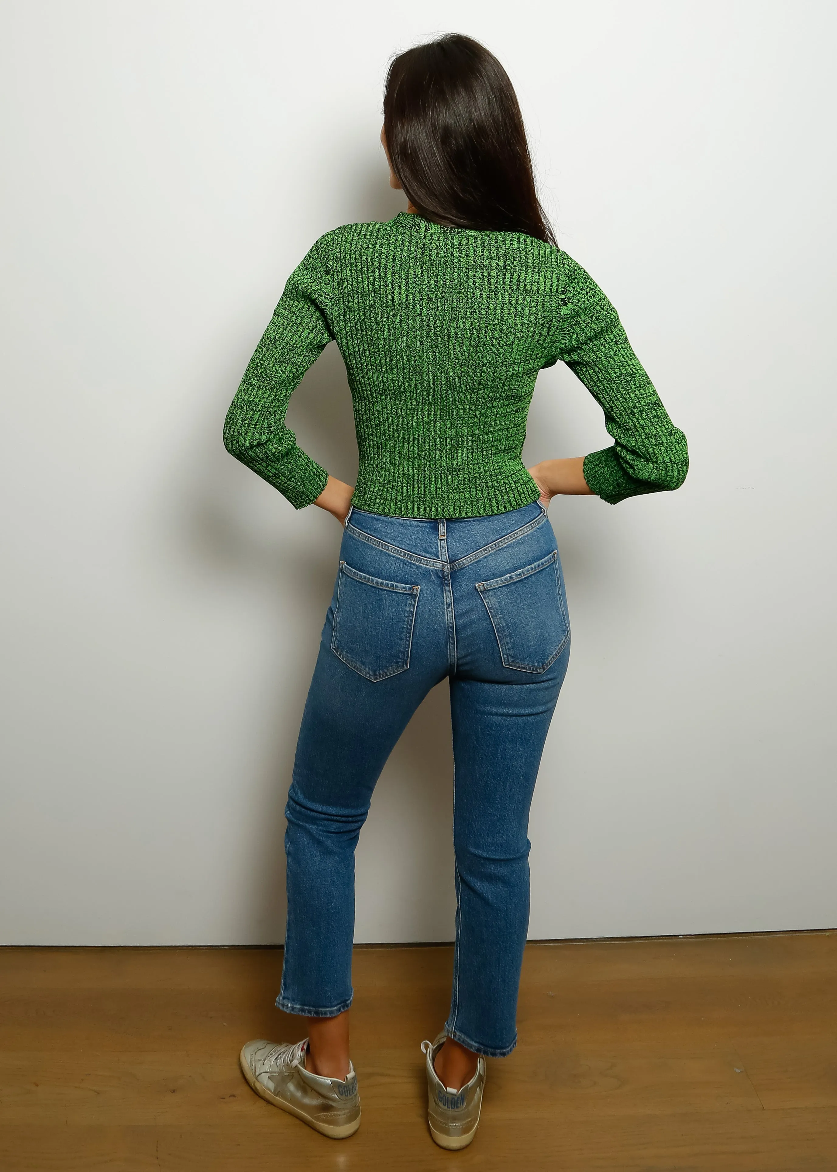GANNI K1846 Cropped Cardi in Kelly Green
