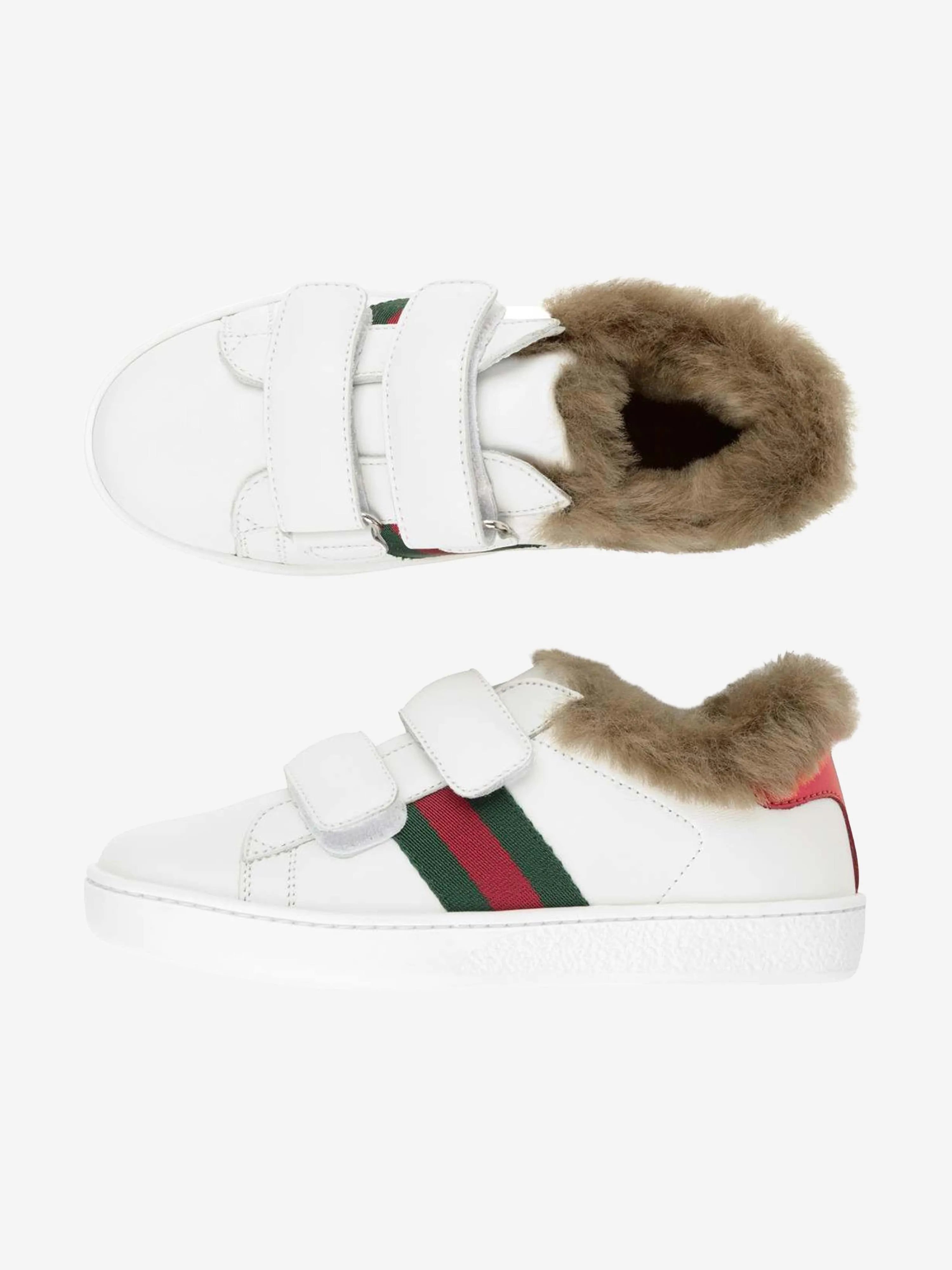 Gucci Leather Trainers With Faux Fur
