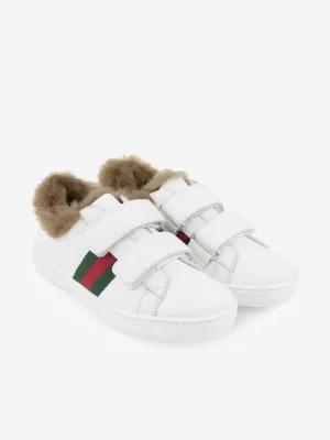 Gucci Leather Trainers With Faux Fur
