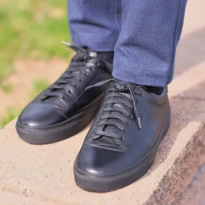 Height Increasing Black Leather Fairfax Lace Up Sneakers - AW22