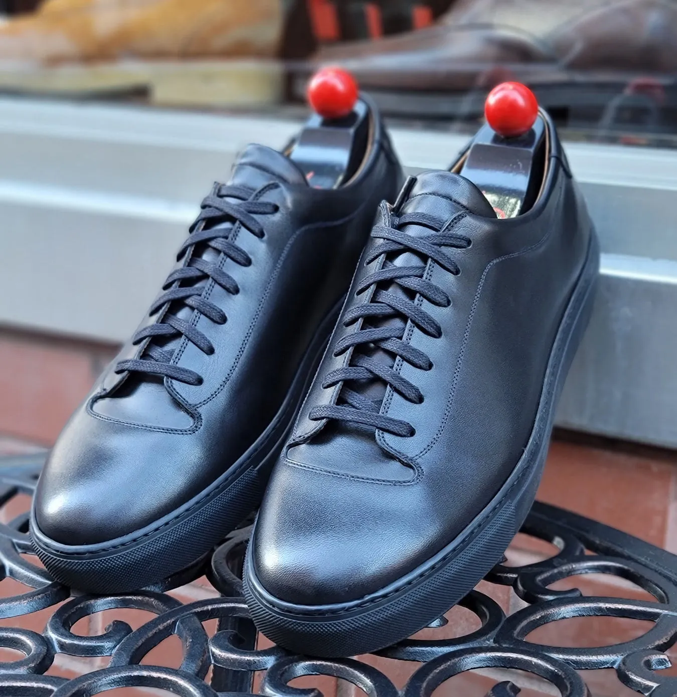 Height Increasing Black Leather Fairfax Lace Up Sneakers - AW22