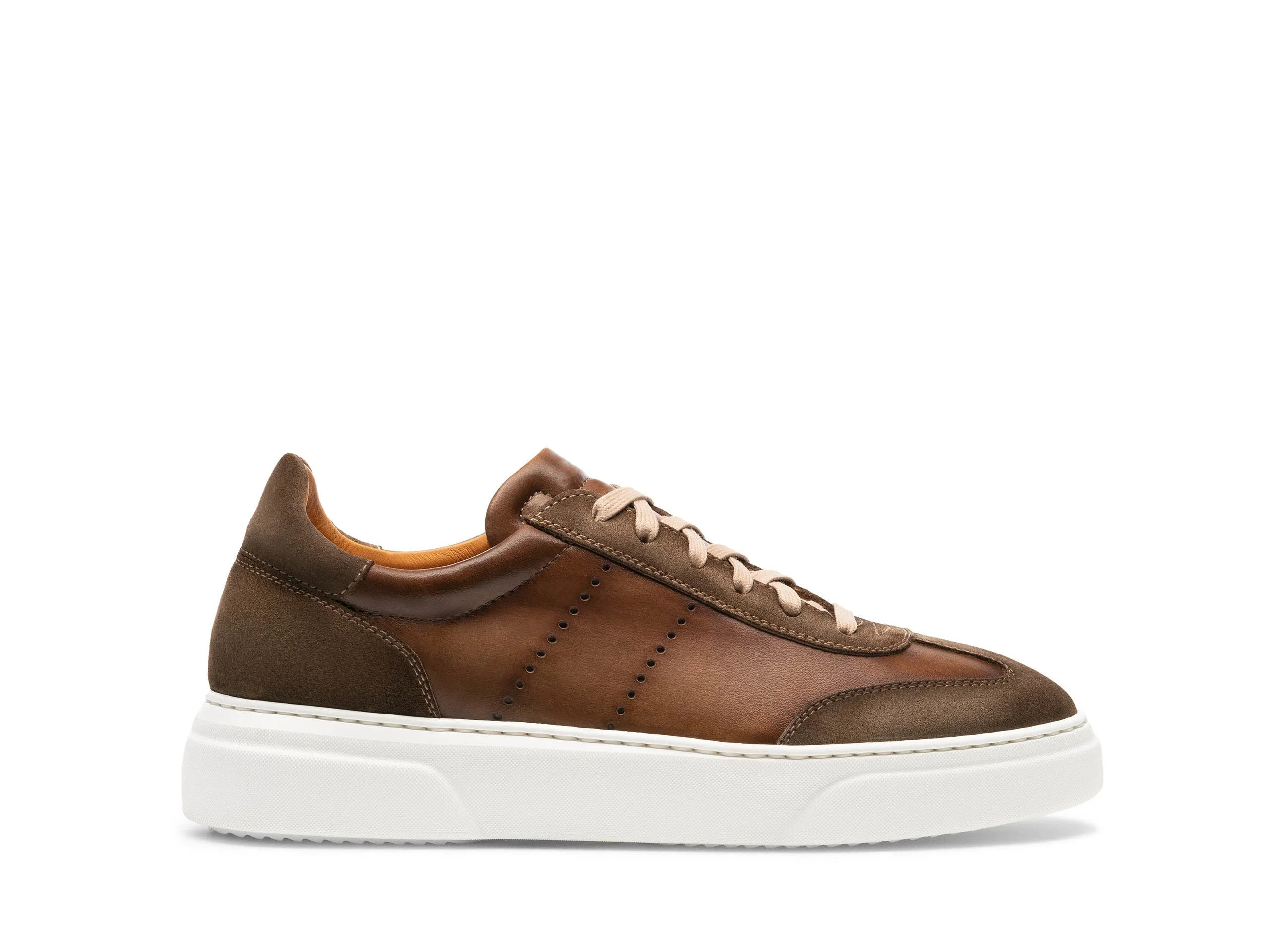 Height Increasing Brown Suede and Leather Navua Lace Up Sneakers