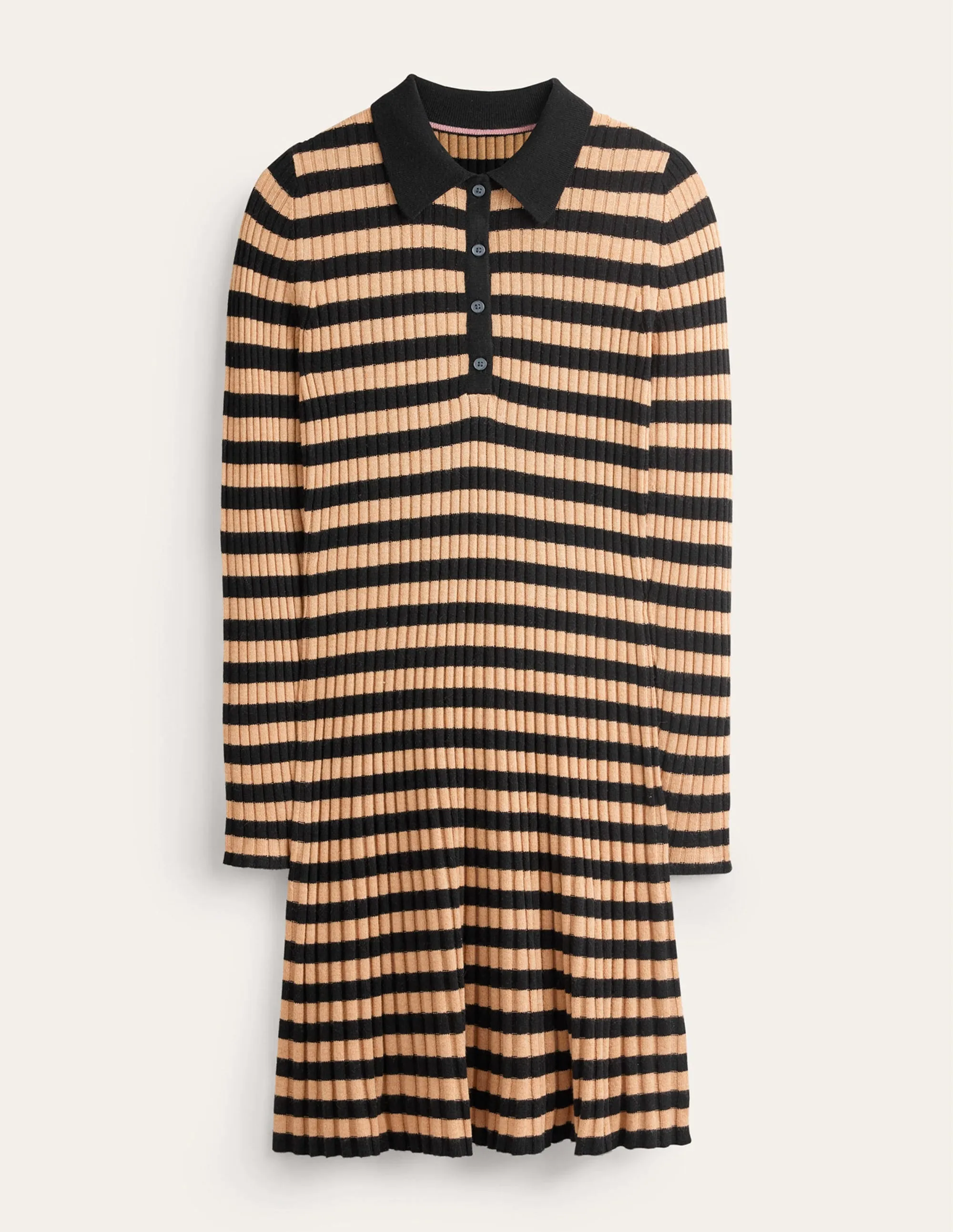 Mini Collared Dress-Black and Camel