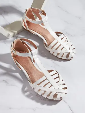 Minimalist Hollow Out Velcro Strap Flats