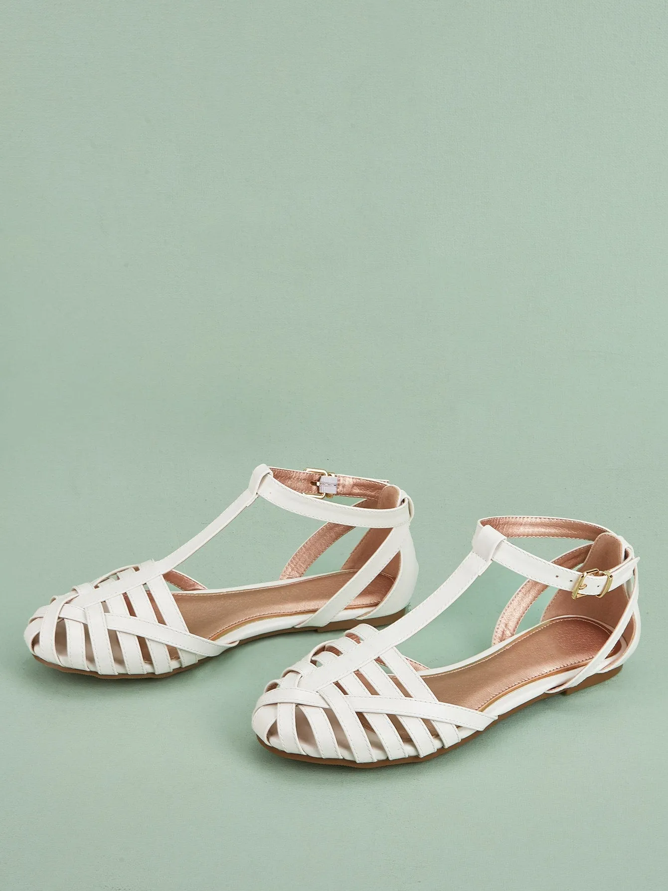 Minimalist Hollow Out Velcro Strap Flats