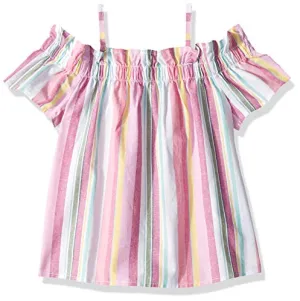 Nautica Little Girl's Girls' Fashion Top Shirt, oxford multi/pink, 5