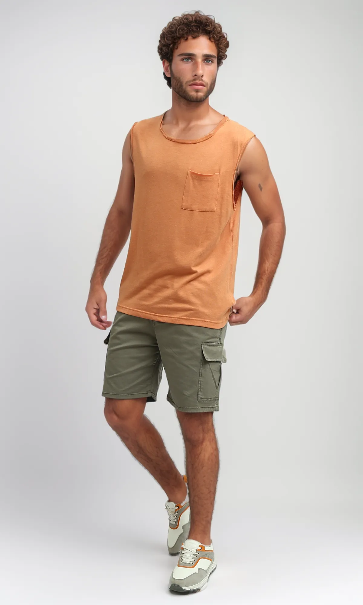 O198683 Regular Fit Bermuda Shorts With Cargo Pocket - Khaki