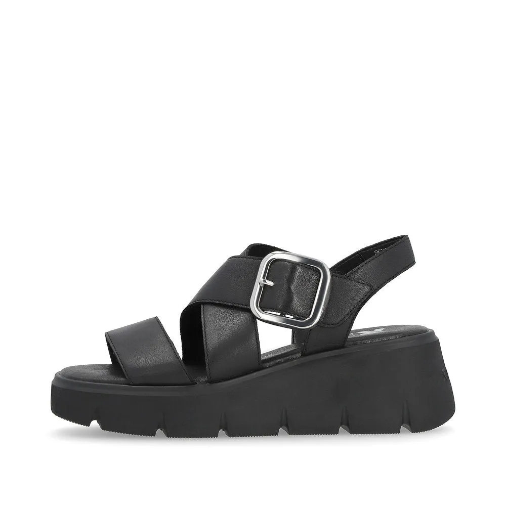 Rieker R-Evolution Chunky Wedge Sandal W1550-00 BLACK