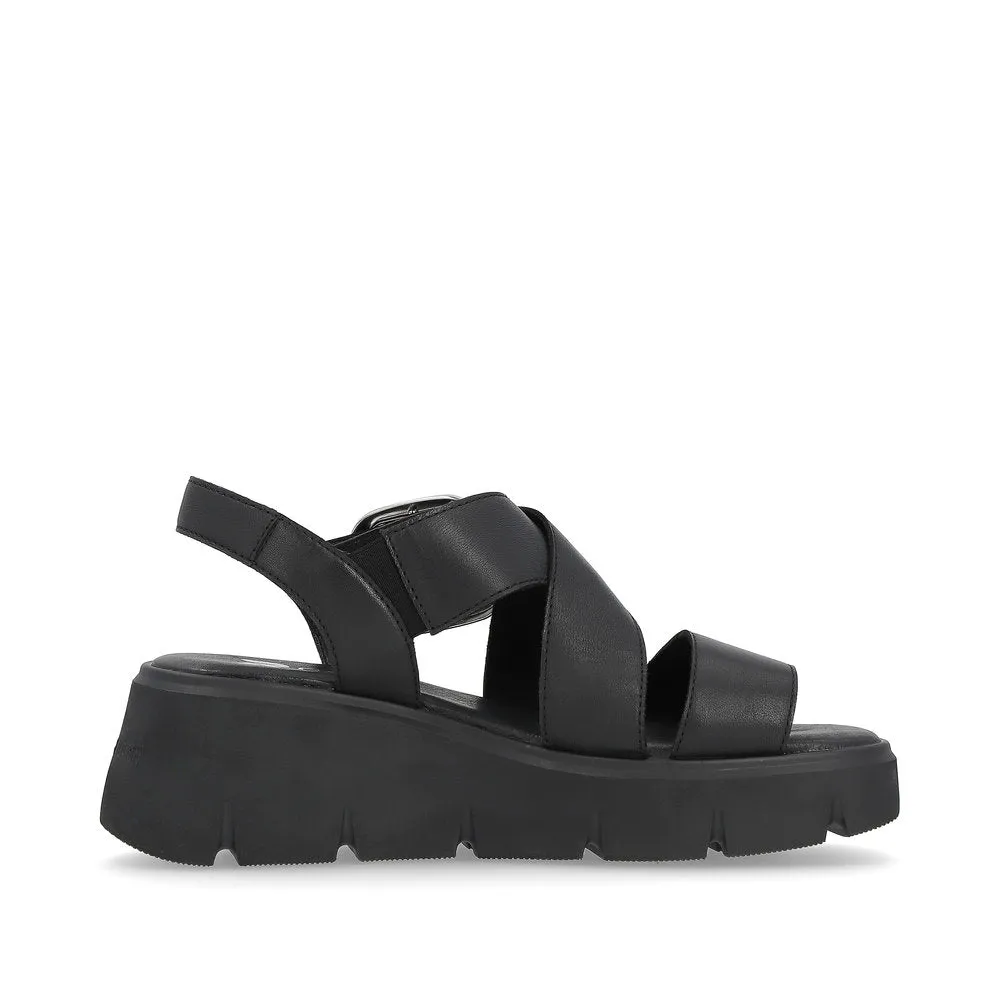 Rieker R-Evolution Chunky Wedge Sandal W1550-00 BLACK