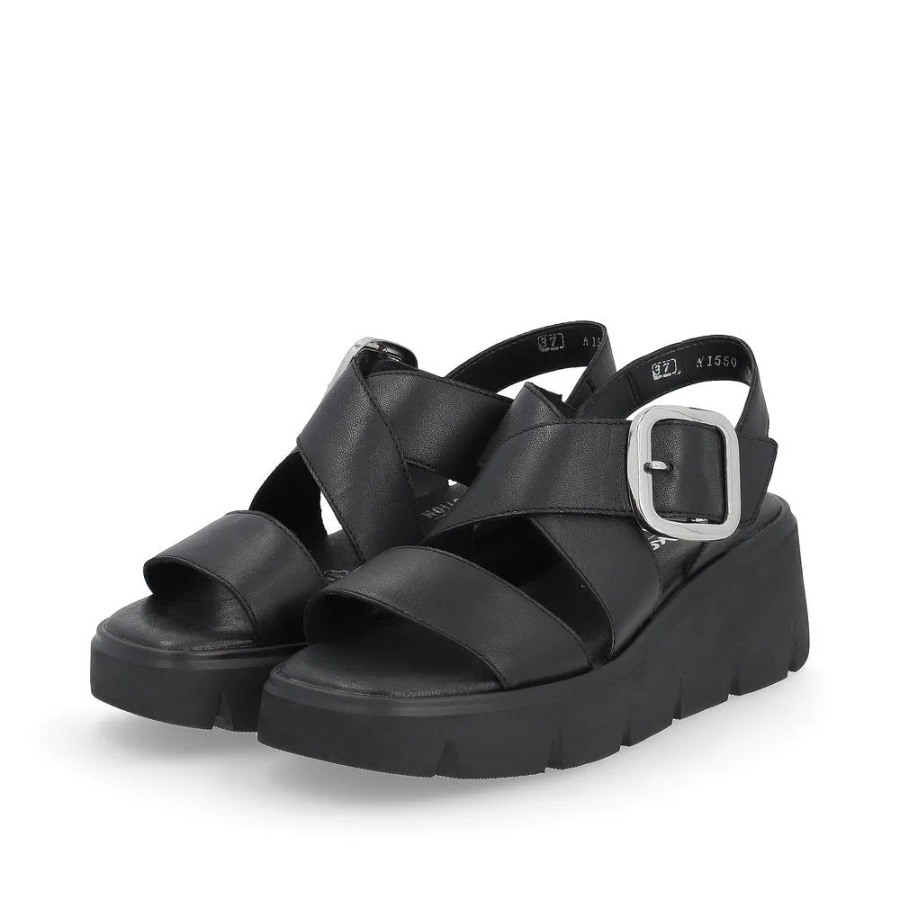 Rieker R-Evolution Chunky Wedge Sandal W1550-00 BLACK