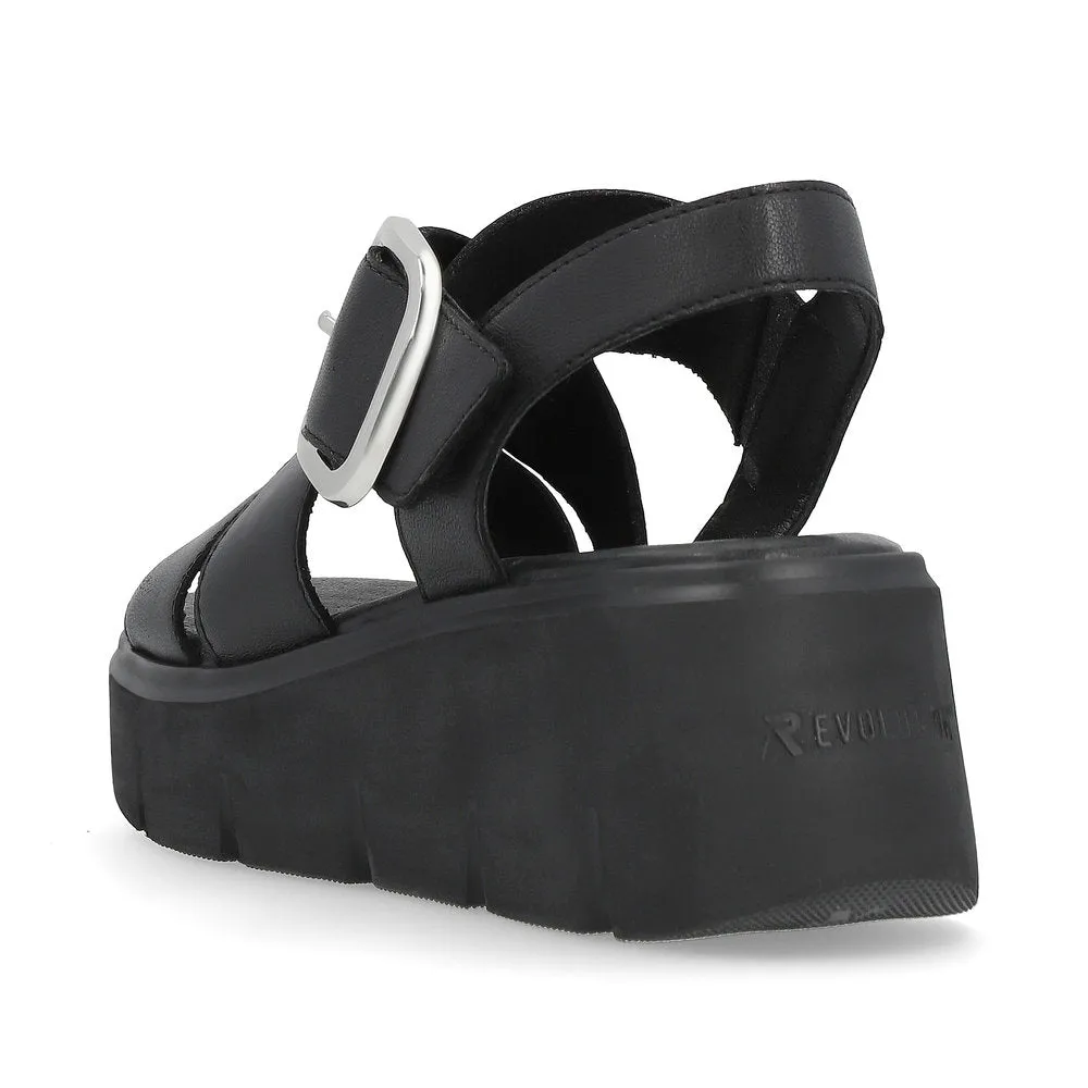 Rieker R-Evolution Chunky Wedge Sandal W1550-00 BLACK