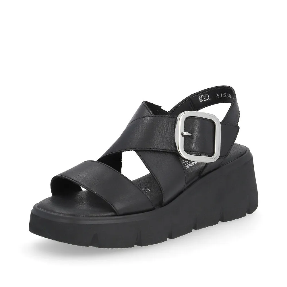 Rieker R-Evolution Chunky Wedge Sandal W1550-00 BLACK