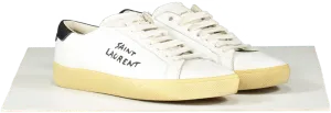 Saint Laurent White Court Classic Logo-embroidered Leather Trainers UK 2 EU 35 👠