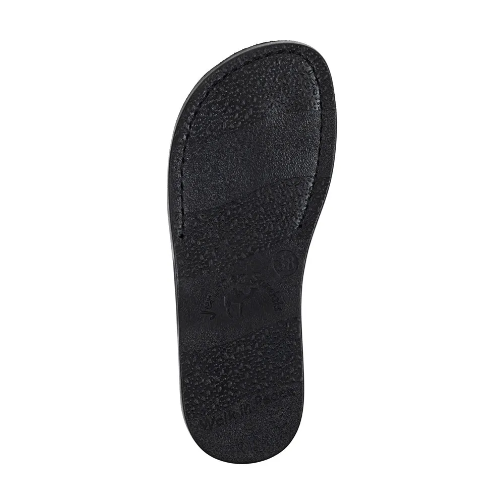 The Good Shepherd Buckle - Leather Toe Loop Sandal | Black