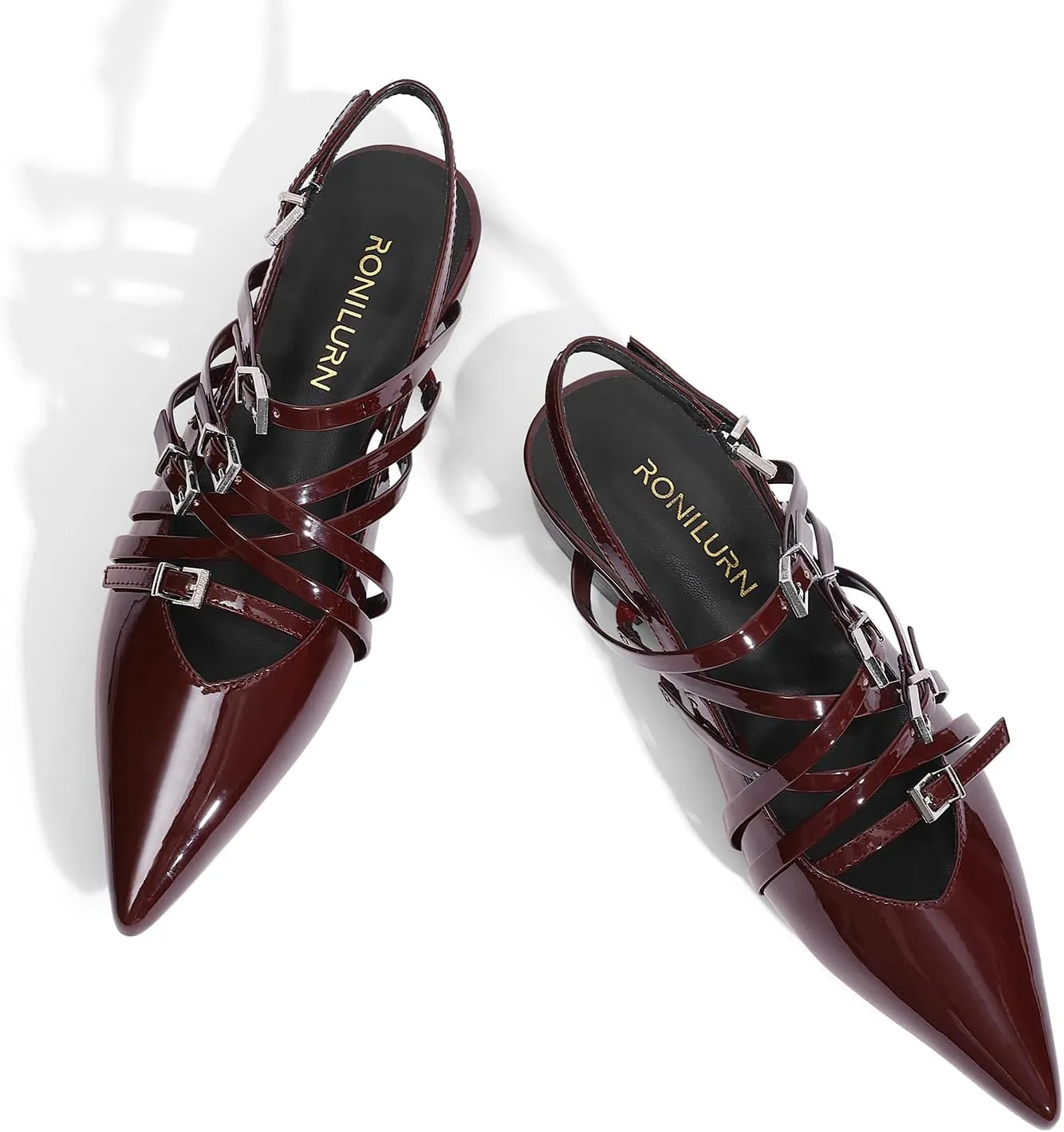 Women's Flats Ballet Ballerina Pointed Toe Slingback Flats with Strap Low Heel Fashion Buckle Dress Work Casual Shoes for Women