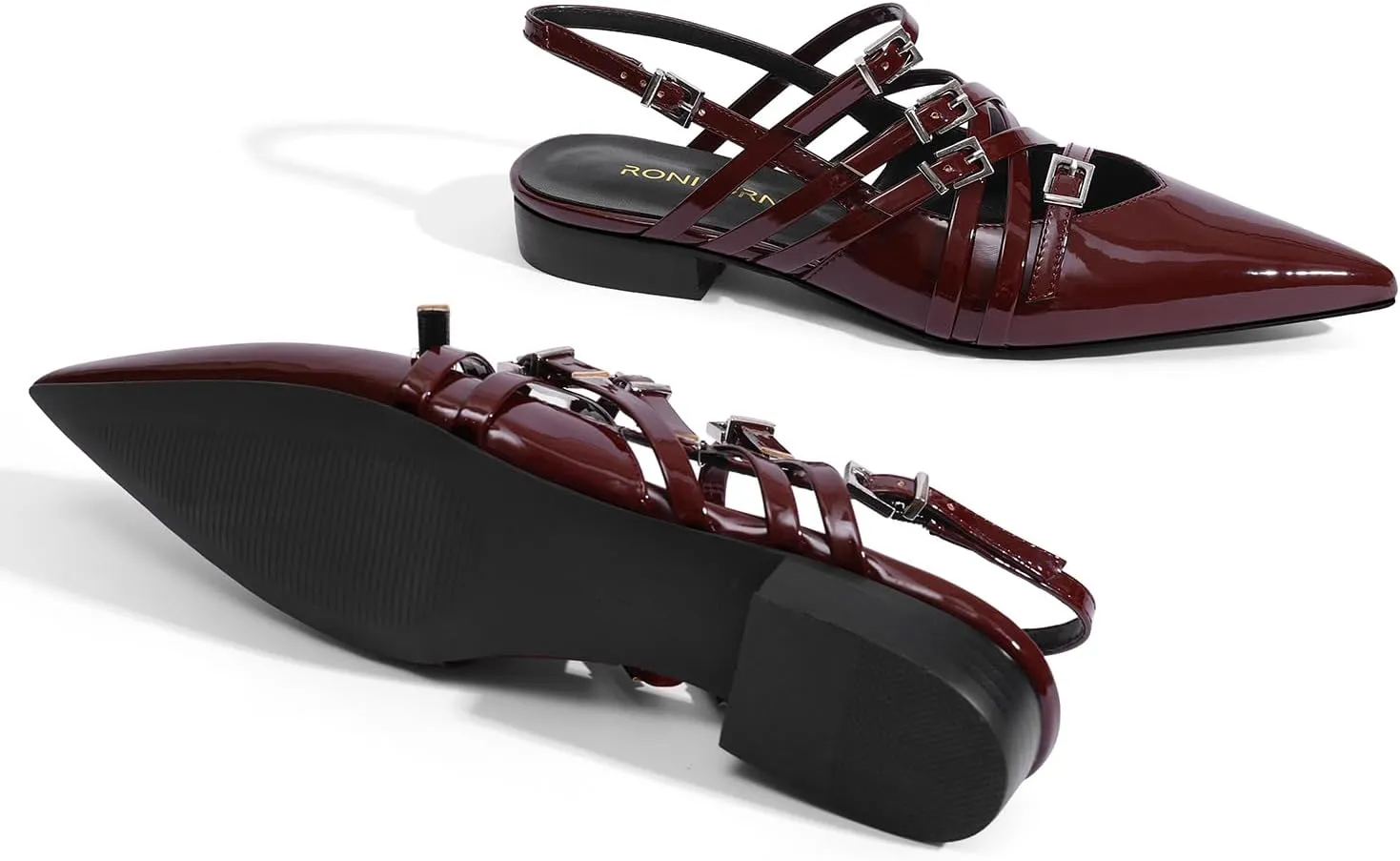 Women's Flats Ballet Ballerina Pointed Toe Slingback Flats with Strap Low Heel Fashion Buckle Dress Work Casual Shoes for Women